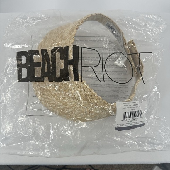 Beach Riot Straw Visor One Size Lightweight Adjustable Beach Resort Outdoor New - Picture 4 of 5